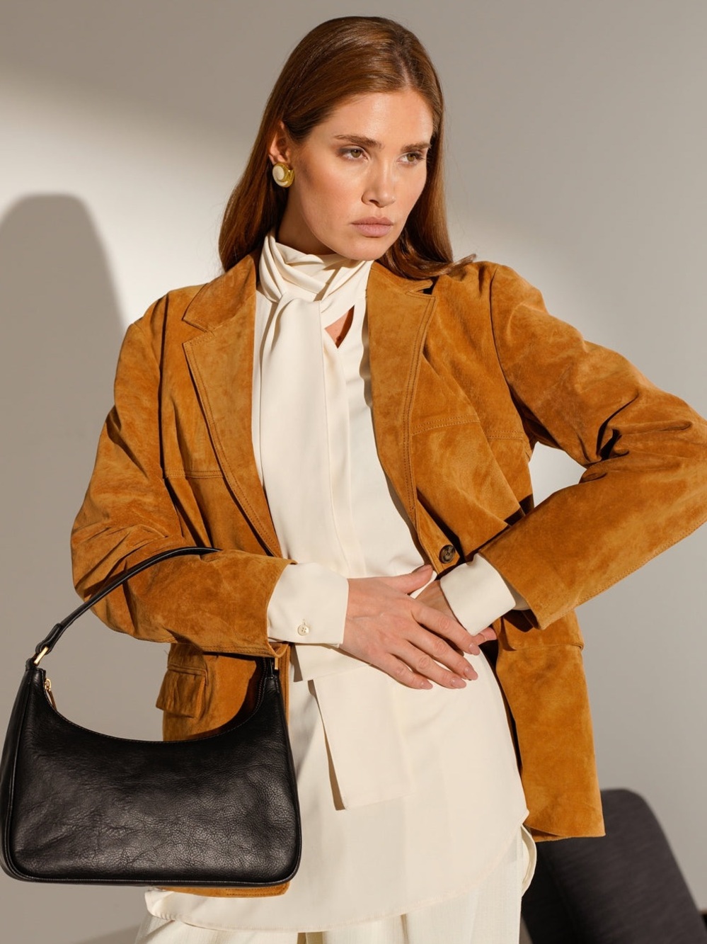Time Resistant Black Leather Hobo Bag